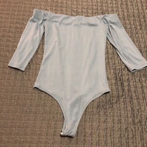 Size small baby blue fashion nova thong bodysuit